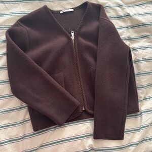 Zara Brown Zip up Cardigan